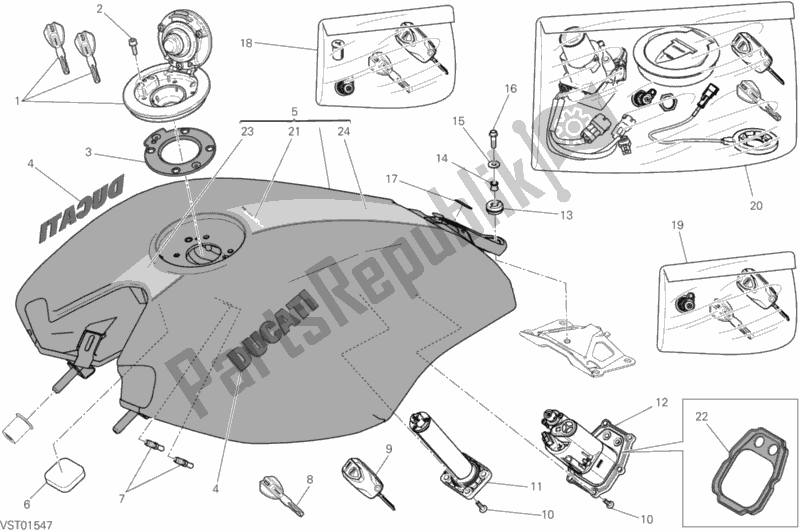 Alle onderdelen voor de Benzinetank van de Ducati Diavel Xdiavel S Thailand 1260 2016